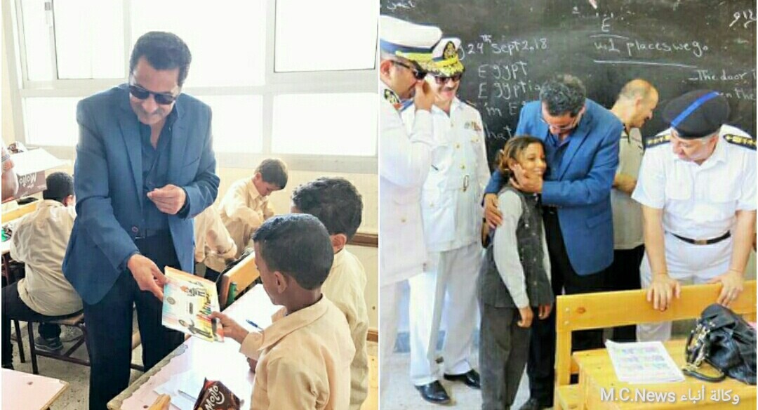 مدير أمن الإسماعيلية يهدي الأطفال حلويات مع بدء الدراسة